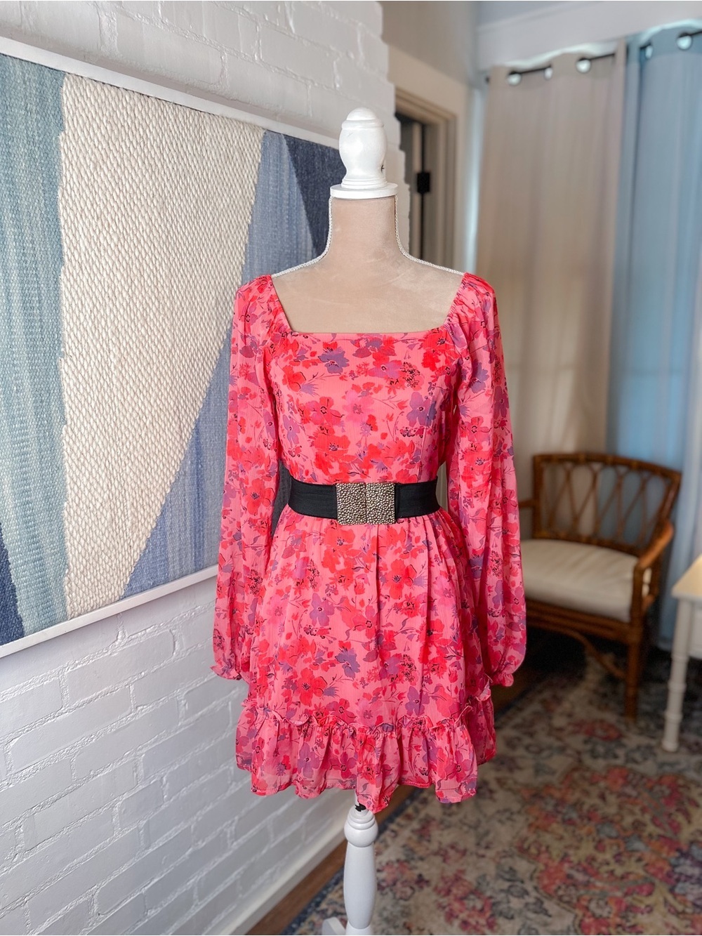 NWT Peach Love Pink and Purple Tie Back Dress